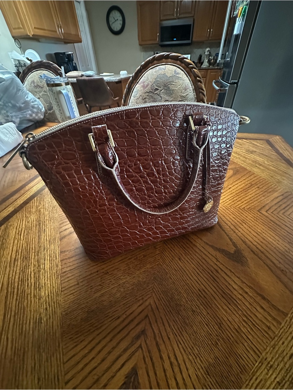 Brahmin Brown Croc-Embossed Satchel **READ** - Picture 3 of 11